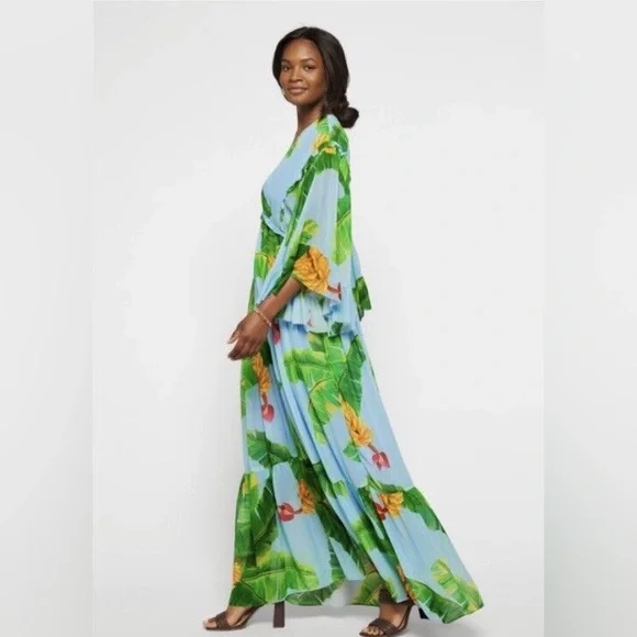 farm rio green and white maxi dress White Summer Garden Maxi Dress  FARM Rio
